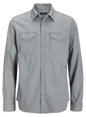 Image de JACK & JONES Chemise unie à manches longues, col Kent, coupe droite, taille : XXL