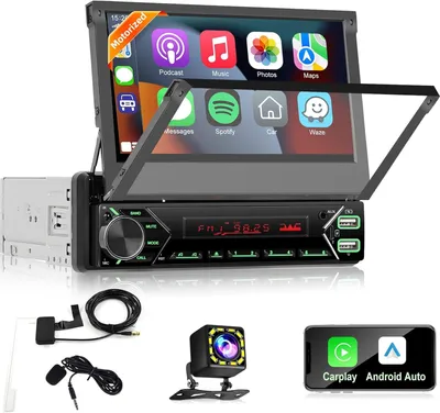 Zdjęcie produktu dla Radio samochodowe 1 DIN - Radio samochodowe z DAB+ - System audio samochodowy - Radio z ekranem dotykowym - Odtwarzacz multimedialny - Ekran dotykowy 7 cali