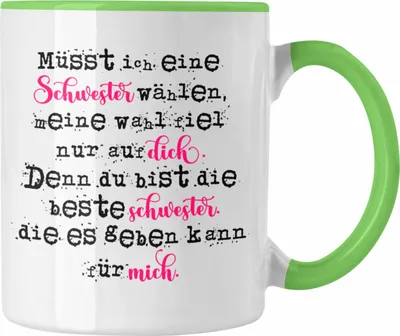Produktbild von Trendation - Geschenk Für Die Beste Schwester Der Welt Tasse Geschenkidee Geburtstag Schwestern (Grün)