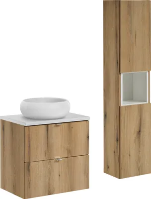 Immagine prodotto di Set Da Bagno Moderno Da 60 Cm Con Lavabo Da Appoggio E Colonna