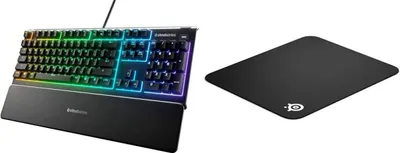 Zdjęcie produktu dla Klawiatura do gier SteelSeries Apex 3 Qwerty Spanish Czarna podkładka pod mysz do gier