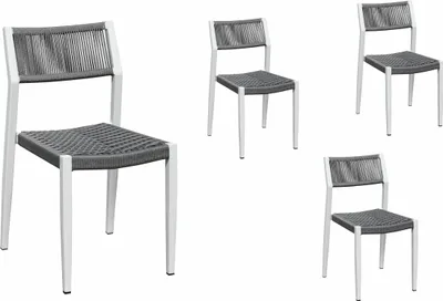 Produktbild von Grasekamp Stapelstuhl-Set Sol 4 teilig aus  Aluminium - Weiß/Grau