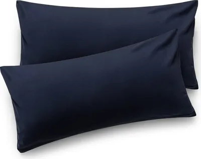 Produktbild von Blumtal Kissenbezug 40 x 80 cm (2er Set Kissenbezüge) - Dunkelblau - 100% Baumwoll-Jersey mit Reißverschluss