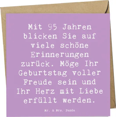 Produktbild von Mr. & Mrs. Panda Grußkarte Spruch 95. Geburtstag Erinnerungen - Lavendeltraum - Geschenk, Liebe, Geburtstagskind, Alter, anlasskarte, Happy Birthday, doppelkarte