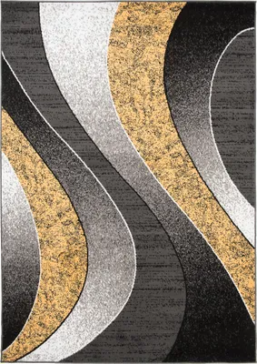 Image de Tapis DREAM Moderne Salon Gris Noir Jaune ÖKOTEX 300 x 400 cm