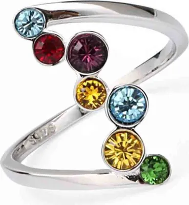 Produktbild von Mode Frauen Glänzende Mehrfarbige Strass Intarsien Finger Ring Party Schmuck Geschenk-Platin,US 8