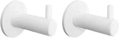 Imagen del producto de Juego de dos ganchos para toallas, color blanco mate, fabricados en acero inoxidable, para baño