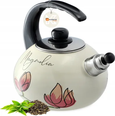 Produktbild von KADAX Wasserkessel "Marbella", Kessel aus Edelstahl für alle Herdarten, Blättermuster, 2,2 L