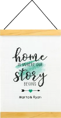 Productafbeelding van Afmetingen van de kruisstikset met ring "Where Our Story Begins": 20,3 x 29,2 cm