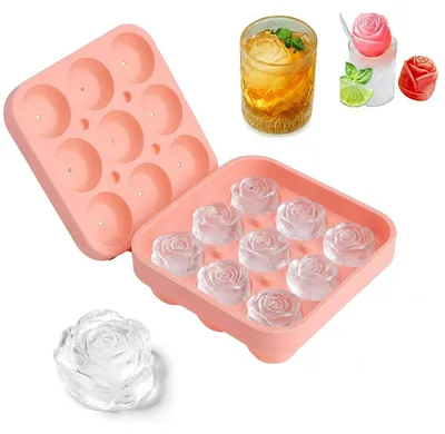 Produktbild von Silikon-Eisformen, Rosenform – für Eiswürfel und Getränke