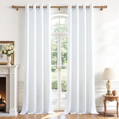 Zdjęcie produktu dla Solidchoice - Zasłony półprzezroczyste, białe - 2 sztuki - 140 x 245 cm