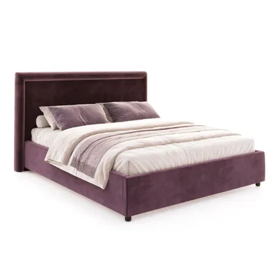 Produktbild von FDM Bett BUSCA Paris  140x200 cm Polsterbett mit Lattenrost aus Metall Bettkasten Stauraumbett Samt purple
