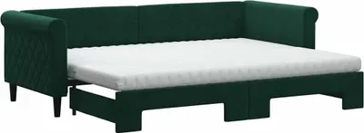 Obrázok produktu pre vidaXL Rozkladacia posteľ s matracmi Tmavo zelená 80x200 cm Velvet