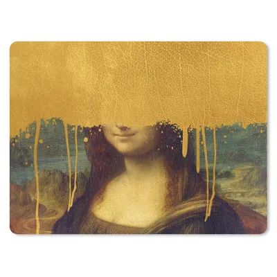 Produktbild von MuchoWow® Mauspad Mousepad Mona Lisa - Gold - Da Vinci 23x19 cm - Mousepads - Maus Mat - Pad - Mausunterlage - Schreibtischunterlage - Mauspad