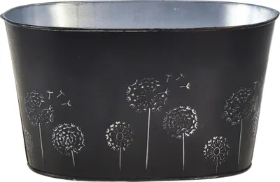 Produktbild von Ovale Dekoschale aus Metall mit Pusteblumen Motiv für stilvolle Tischdeko