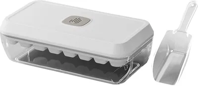 Produktbild von Eiswürfelschale mit Deckel und Behälter, Eisform mit Druckknopfentriegelung für den Gefrierschrank, BPA-freier Eiswürfelbereiter für Getränke