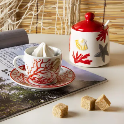 Obrázok produktu pre Sada 6 šálok na espresso s tanierikmi Excelsa z porcelánu Coral, 7 cl, farebné