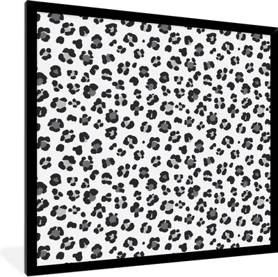 Produktbild von MuchoWow® Gerahmtes Poster Pantherdruck - Grau - Flecken 40x40 cm - Poster mit Schwarzem Bilderrahmen Wandposter Rahmen Foto Bilder - Mit Rahmen - Wanddekoration Schlafzimmer