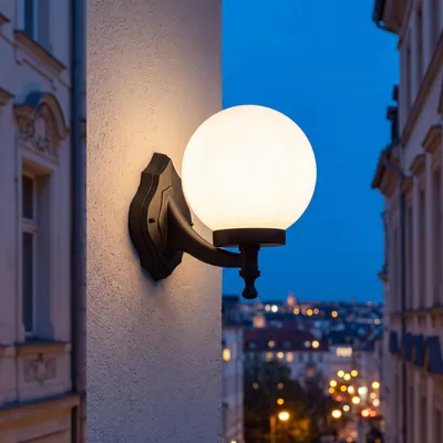 Produktbild von Außenwandleuchte Schwarz Weiß IP43 Kugelschirm Vintage Design Außenlampe Haus Hof Terrasse NINETTE