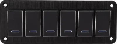 Image de panneau de 6 interrupteurs à bascule étanches, 12 V DC à 24 V, 3 pôles, rétroéclairage bleu, 30 A, pré-câblé, pour camping-car, yacht, voiture