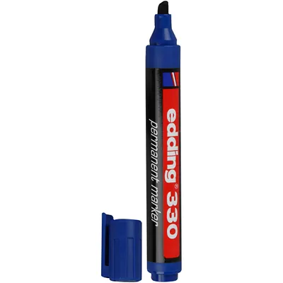 Produktbild von Edding 330 Permanentmarker - das Allround-Talent mit variabler Spitze, Blau, Meißel, Blau, 1 mm, 5 mm, 1 Stück(e)