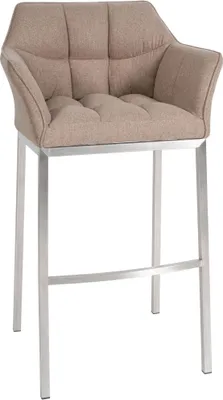 Produktbild von CLP Barhocker Damaso Filzbezug mit Vierfußgestell aus Metall bis 240 kg belastbar taupe Gestell Farbe edelstahl