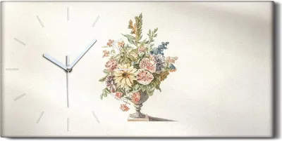 Produktbild von Wohnzimmer-Bild Leinwand Uhr Geräuschlos 60x30 Gemälde Blumen Pflanzen Kunst - weiße Hände
