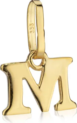 Produktbild von Kettenanhänger kleiner Buchstabe M 333 Gelb Gold 8x6mm Kinder Alphabet Amulett