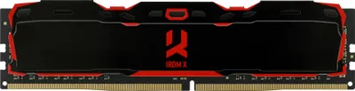 A computer RAM module with a black heat spreader and red accents.