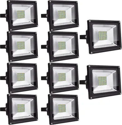 Immagine prodotto di Greenmigo Set da 10 faretti LED da 30 W per esterni, IP65, impermeabili, luce bianca calda
