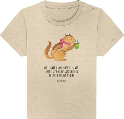 Produktbild von Mr. & Mrs. Panda Babyshirt Eichhörnchen Smoothie 6. - 12. Monat - Natural Raw - Geschenk, Abnehmen, Green Smoothies, Organic Baby T-Shirt, Lustige Sprüche, , Diät
