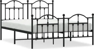 Zdjęcie produktu dla Metalowa rama łóżka z wezgłowiem i zanóżkiem, czarna, 140x190cm