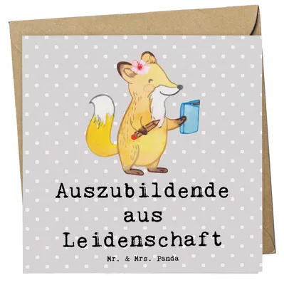 Produktbild von Mr. & Mrs. Panda Grußkarte Auszubildende Leidenschaft - Grau Pastell - Geschenk, Spruch, Klappkarte, doppelkarte, faltkarte, Glückwunschkarte, Witzig, Abschlussprüfung