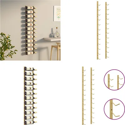 Produktbild von vidaXL Wand Weinregal für 12 Flaschen Golden Eisen - Weinregal - Weinregale - Weinständer - Flaschenhalter