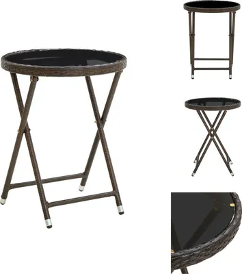 Produktbild von vidaXL Beistelltisch Braun 60 cm Poly Rattan und Hartglas -  Gartentische