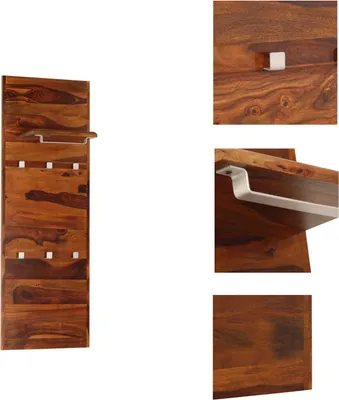 Image de vidaXL Portemanteau mural en bois massif 118×40 cm - patères & portemanteaux