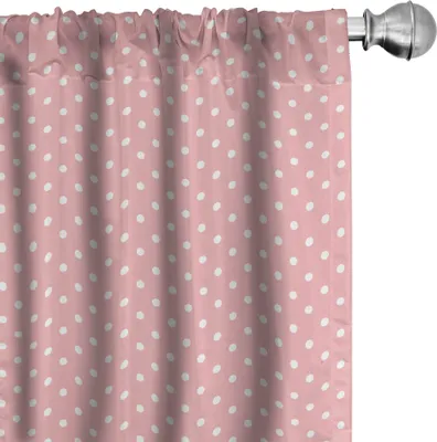 Produktbild von ABAKUHAUS Rosa Tupfen Vorhänge, Gardinen, Design mit Süße und Pretty Retro und Repetitive Zusammensetzung, 2 Stück 75 x 175 cm, Hellrosa und Weiß