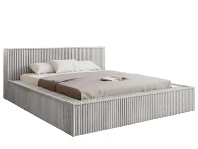 Produktbild von KLICKMOEBEL Polsterbett 160x200 cm mit Bettkasten HEKORA 21 Hellgraue Farbe aus hochwertigem Cordstoff Holzrahmen mit Lattenrost