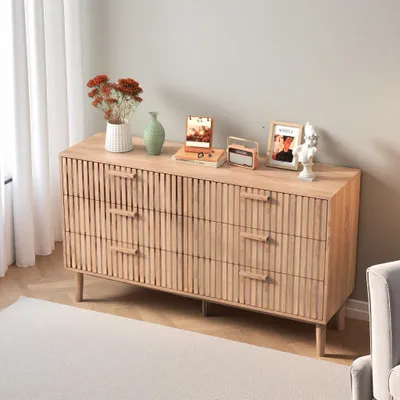 Produktbild von ProximaX Kommode mit 6 Schubladen | Sideboard Aufbewahrungsschrank in Naturfarbe | Holzoptik Dresser für Schlafzimmer & Wohnzimmer