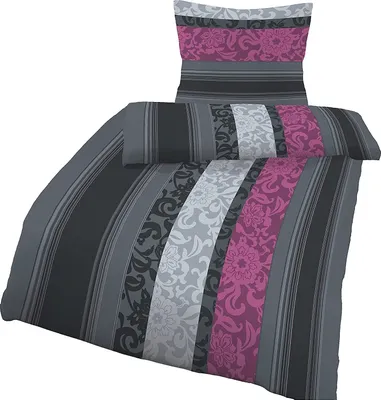 A bedding set, including a duvet cover and pillowcase, displayed on a white background.