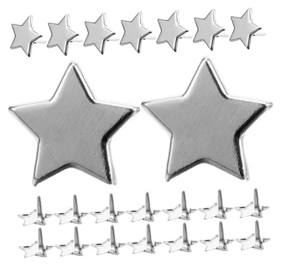 Produktbild von 100 Stück Metall-Brads in Sternform aus Eisen, silberfarben, für Scrapbooking und Kinderbasteln
