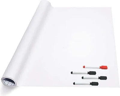 Produktbild von Whiteboard Folie selbstklebend – praktische Wandlösung – hochwertige Qualität – 200 x 60 cm – inklusive 4 Marker mit Wisser