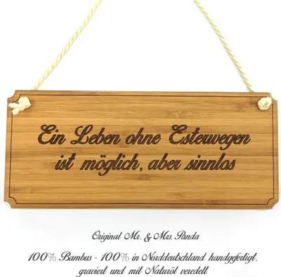 Produktbild von Mr. & Mrs. Panda Werbeschild Esterwegen - Geschenk, Wegweiser, Landhaus, Geschenkidee, Hinweisschild, Schild, Graviert, Holz, Firmenschild, Shabby