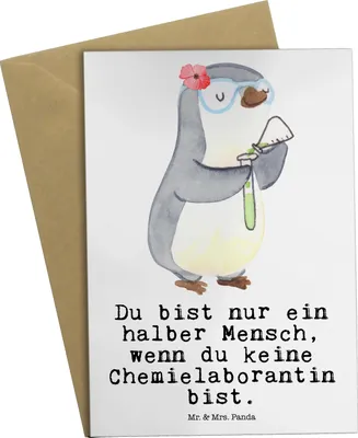 Produktbild von Mr. & Mrs. Panda spruchkarte Chemielaborantin Herz - Weiß - Geschenk, Labor, Grußkarten, Beruf, osterkarten, hochzeitskarten, weihnachtskarten, babykarte, Forschung