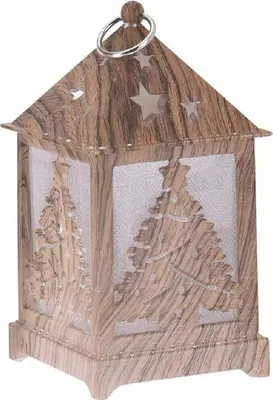 Obrázek produktu pro Vyřezávaná dřevěná lucerna 6,5x6,5x12cm