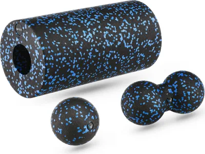 Produktbild von Gymtek® Massageset Yogaset Faszien Set - 2x Faszienball, 1x Faszienrolle - Massagegerät für Rückenmassage, Ganzkörper Massage, Yoga, Pilates, Workout
