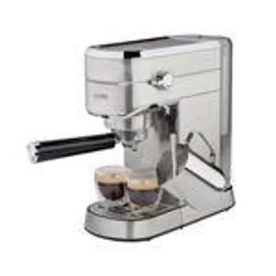 Produktbild von TZS First Austria Espresso Siebträgermaschine elektrisch, mit professionellem Milchschäumer, tauglich für Pads, 1L Wassertank, inkl. 2 doppelwandige Glasbecher, Edelstahl