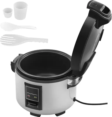 Produktbild von SucceBuy Kommerzieller Reiskocher, 9 Liter Fassungsvermögen, 45 Tassen, antihaftbeschichteter Innentopf, schnelles Kochen und 12 Stunden Warmhalten, mit Reisbecher und Paddel