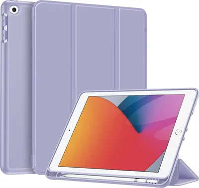 Produktbild von Fintie Hülle für iPad 9. Generation 2021/8. Gen 2020/7. Gen 2019 10.2 Zoll - Superleicht Soft TPU Rückseite Abdeckung Schutzhülle mit eingebautem Pencil Halter, Auto Sleep/Wake, Pastellviolett