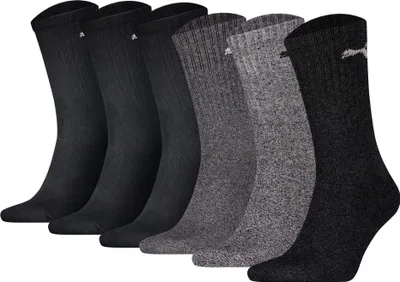 Produktbild von PUMA Uni Sportsocken, 6er Pack - Tennissocken, Crew Sport Socken, einfarbig (2x 3 Paar) Schwarz/Grau 39-42